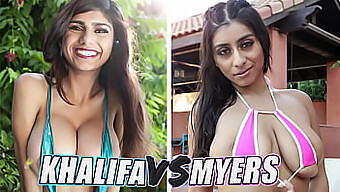 Muslimsk Skønhed Mia Khalifa Går Head-To-Head Med Violet Myers I En Varm Samling