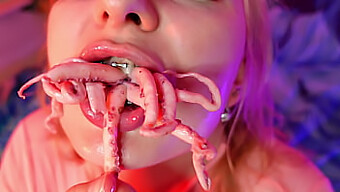 Arya Grander'S Extreme Food Fetish: Biting And Chewing Octopus